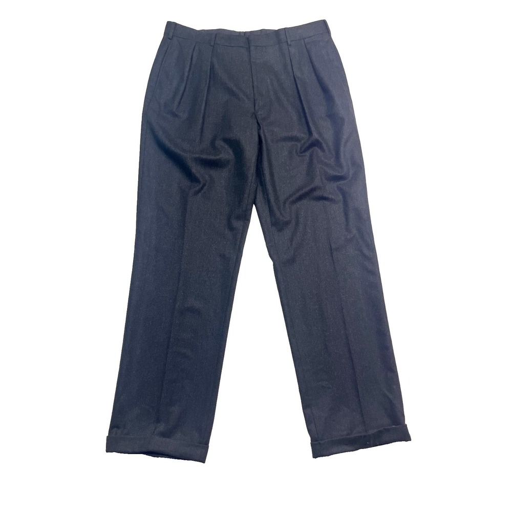 Ralph Lauren Purple Label 40x36‎ Charcoal Pants Trousers Flannel Wool Pleated